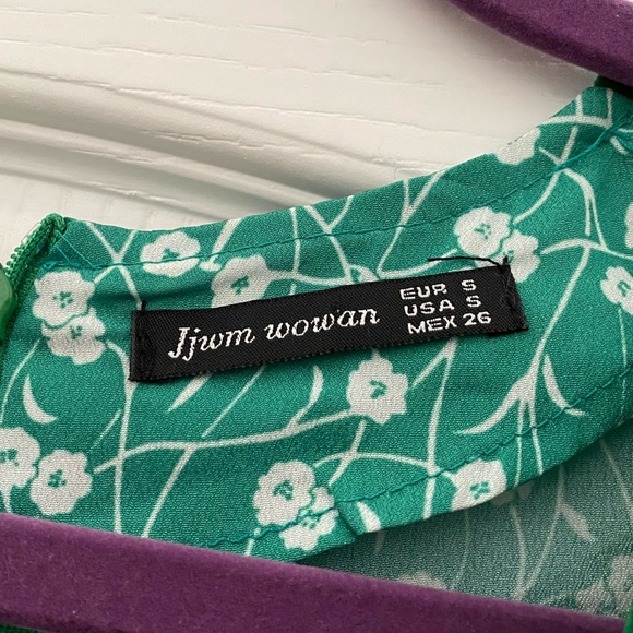 JJWM Wowan Green Floral Mini Dress w Back Zip size Small - Picture 3 of 7